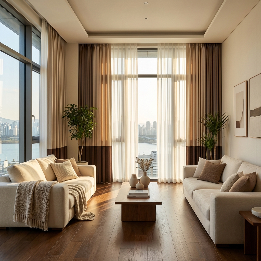 수성구 아파트 거실 커튼 시공