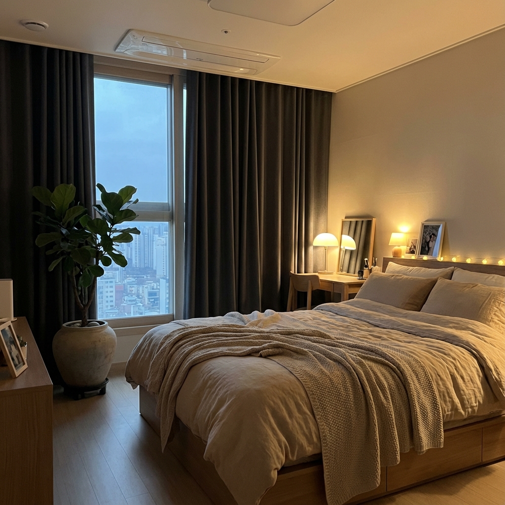 동구 신혼집 침실 커튼 시공